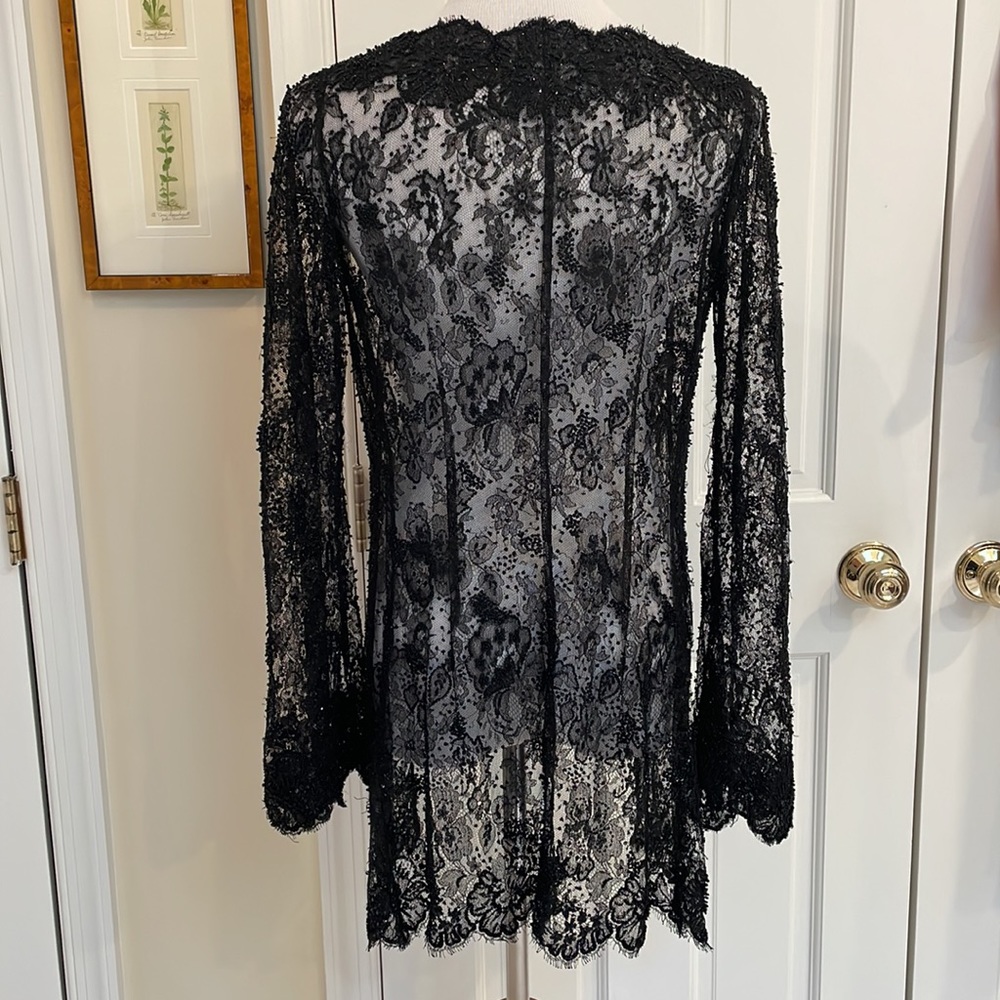 COUTURE BLACK LACE VINTAGE EVENING JACKET - Picture 7 of 12